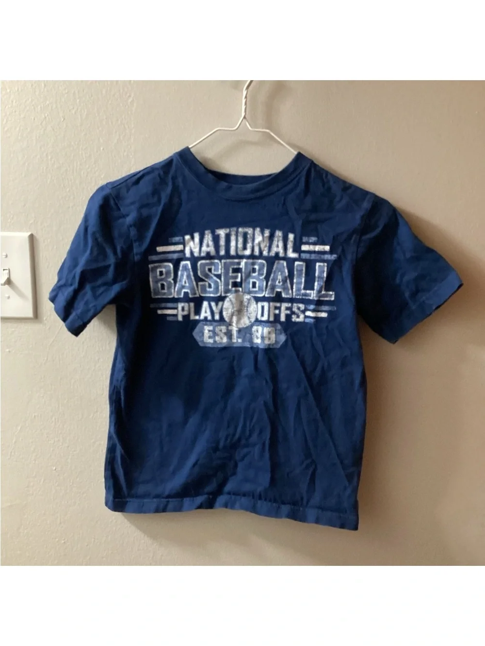 Boys The Children’s Place Medium 7/8 Blue Baseball Playoffs Graphic Tee Tote6
